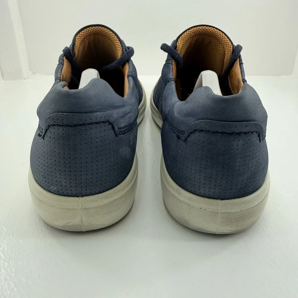 ECCO Soft 7 Street Navy Blue Perforated Leather Sneakers Men's US 12.5 EU 46